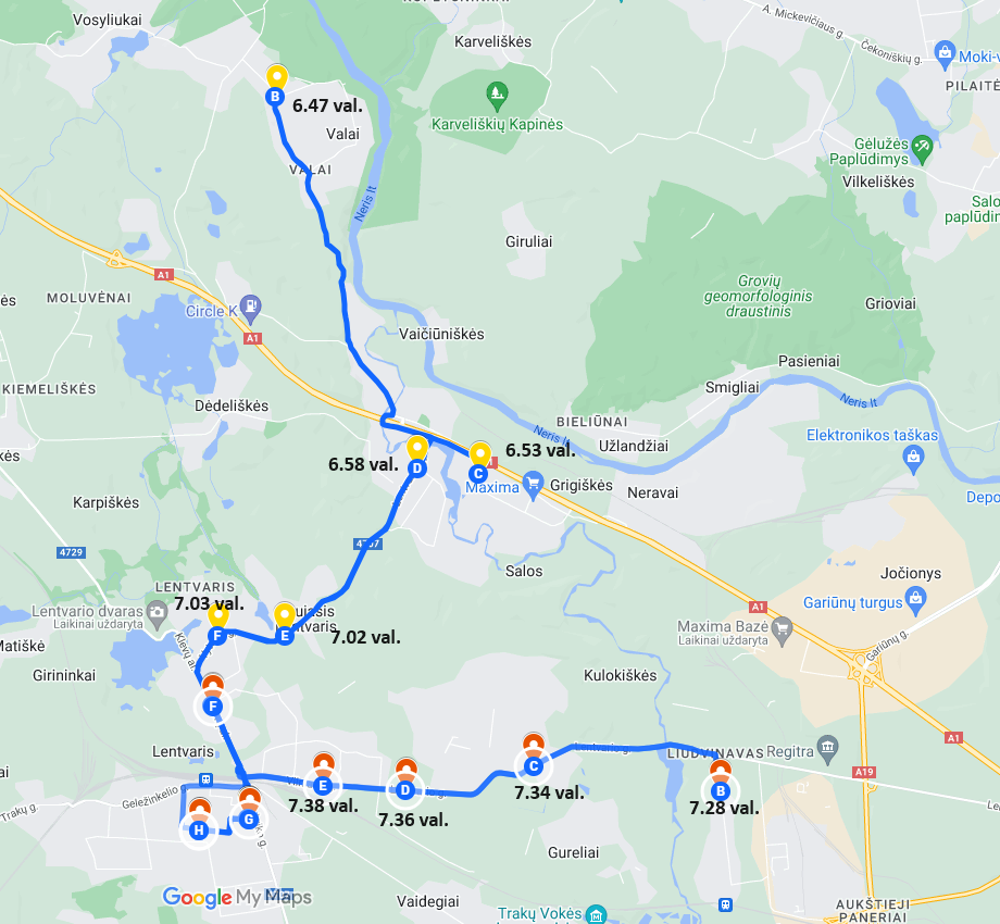Autobuso Nr. 30 važiavimo schema