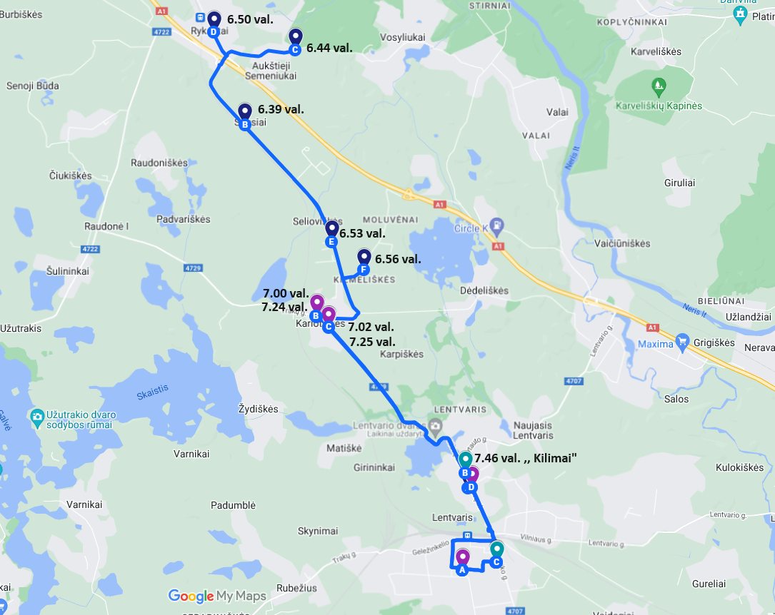 Autobuso Nr. 31 važiavimo schema